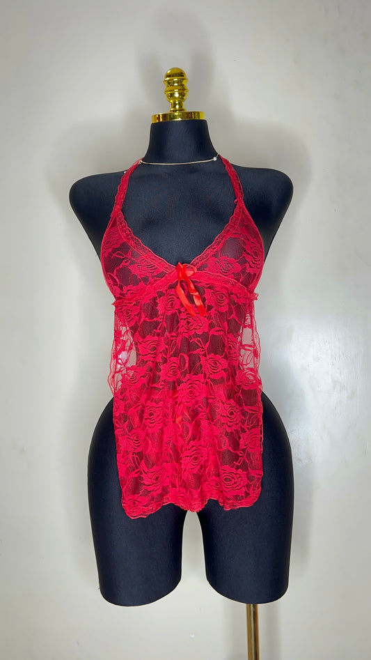 Robe Lingerie Sexy + String – Rouge Passion (XS/S)